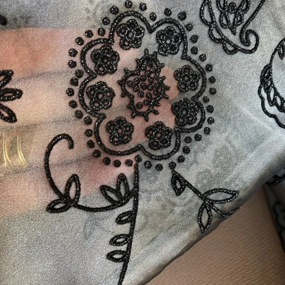 R&M RICHARDS Gunmetal Embroidered Floral Duster Jacket organza style 18 - Picture 5 of 16